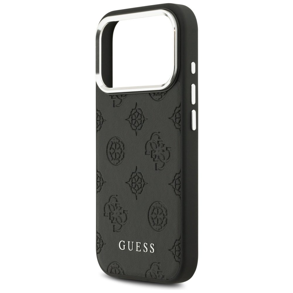 201896_6 Guess Peony Hot Stamp Script MagSafe Case for iPhone 17 Pro - Blackeng