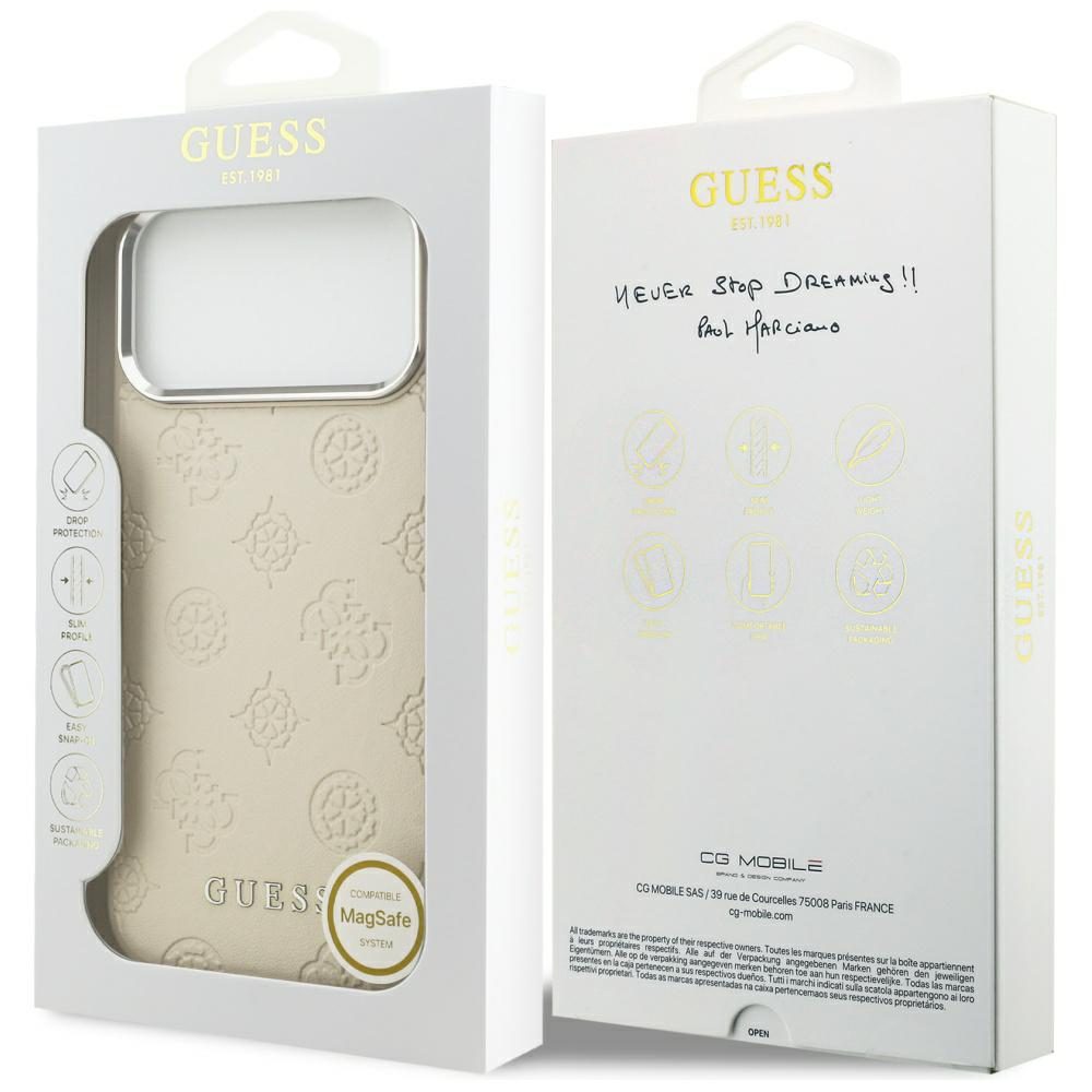 Guess Peony Hot Stamp Script MagSafe Case for iPhone 17 Pro Max - Beigeeng