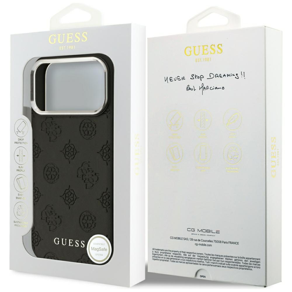 Guess Peony Hot Stamp Script MagSafe Case for iPhone 17 Pro Max - Blackeng
