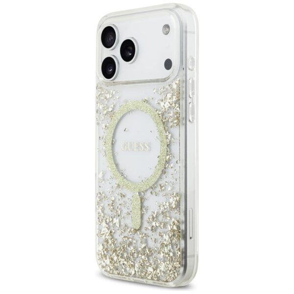 Guess Resin Bottom Glitter MagSafe Case for iPhone 17 Pro Max - Goldeng