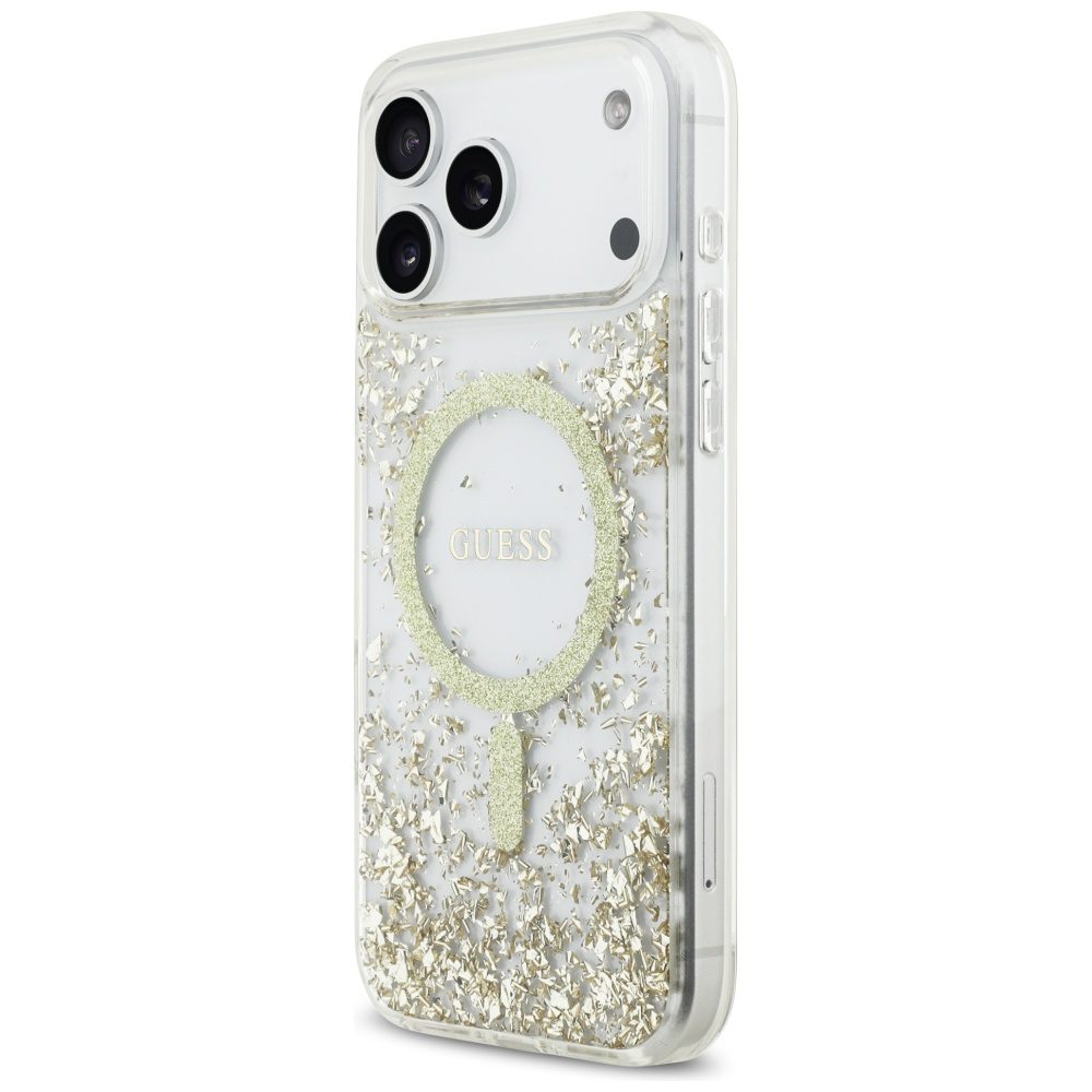 Guess Resin Bottom Glitter MagSafe Case for iPhone 17 Pro Max - Goldeng