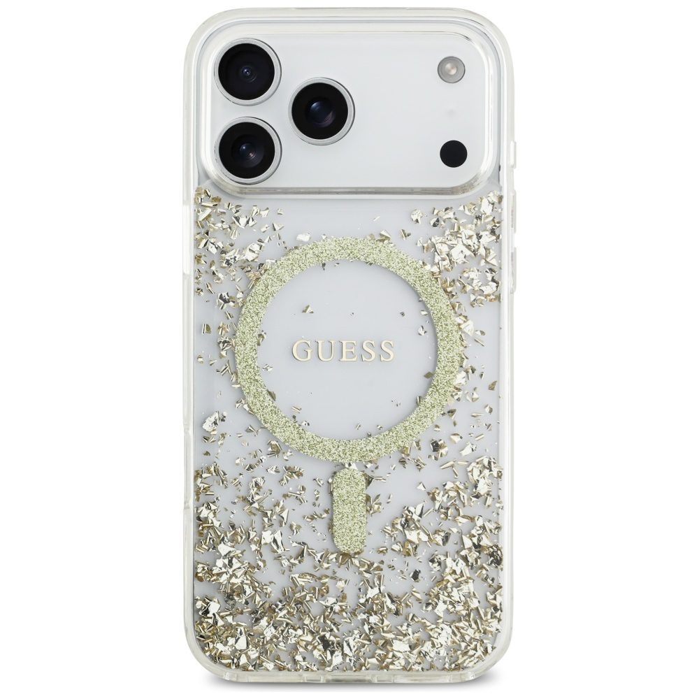 Guess Resin Bottom Glitter MagSafe Case for iPhone 17 Pro Max - Goldeng