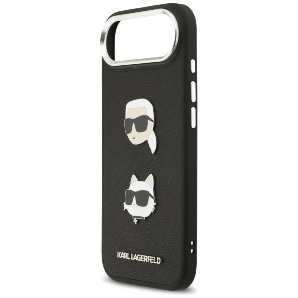 Karl Lagerfeld FW Grained Karl & Choupette Heads Pins & Logo iPhone Air Case - Blackeng
