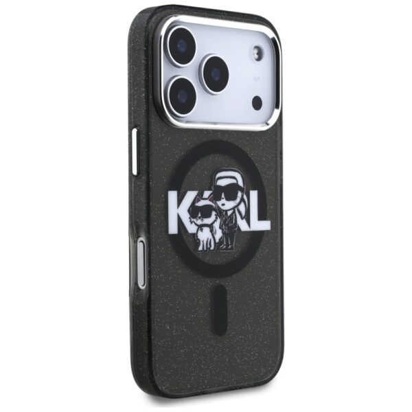 Karl Lagerfeld IML Glitter Karl & Choupette Sketch Logo MagSafe Case for iPhone 17 Pro - Blackeng
