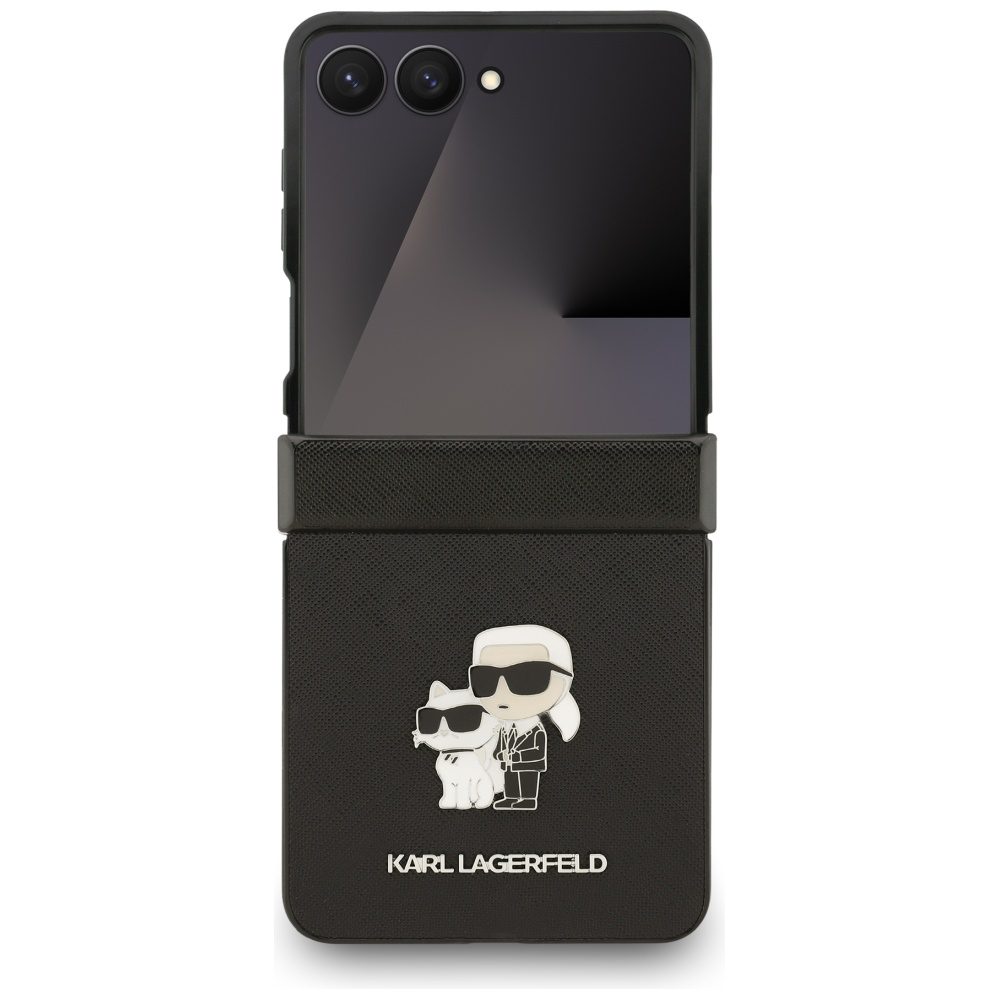 201912_2 Karl Lagerfeld Saffiano Karl&Choupette Pin Case for Samsung Galaxy Z Flip 7 - Blackeng