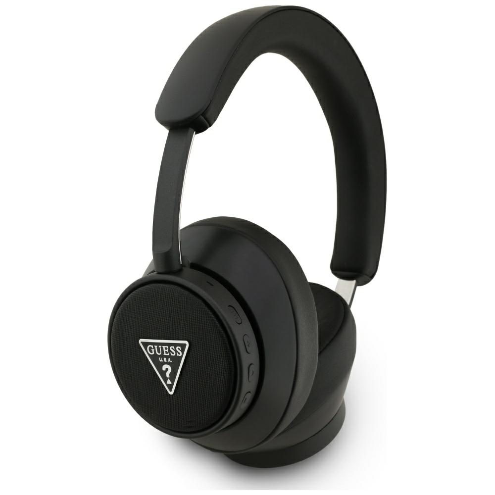 Guess Bluetooth ENC Saffiano Triangle Logo On-Ear Headphones - Blackeng