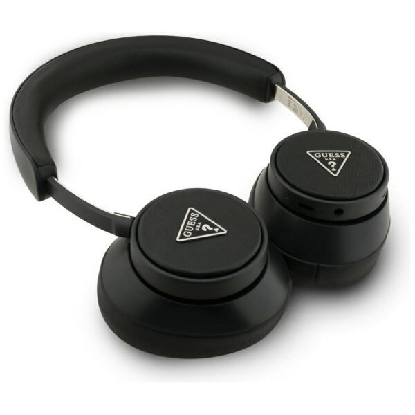 Guess Bluetooth ENC Saffiano Triangle Logo On-Ear Headphones - Blackeng