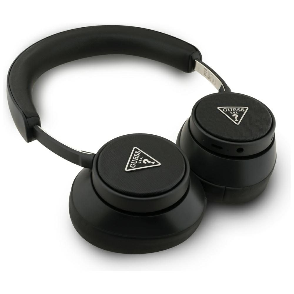 Guess Bluetooth ENC Saffiano Triangle Logo On-Ear Headphones - Blackeng