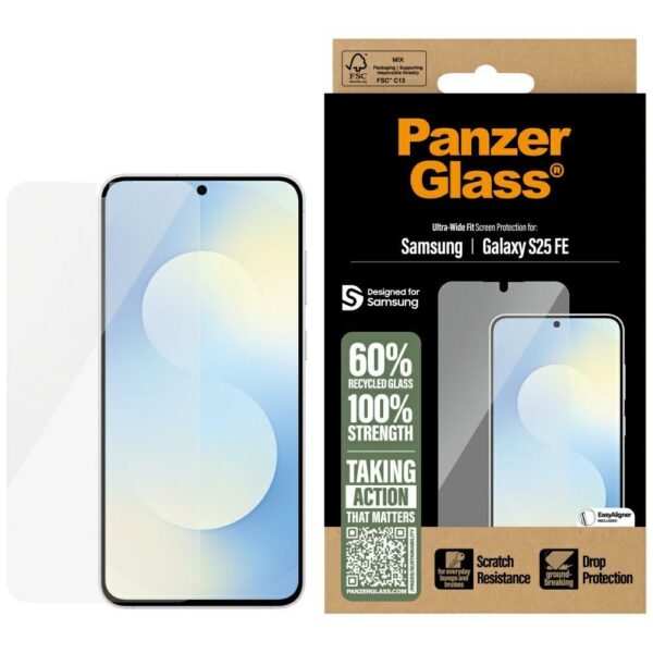 201915_1 PanzerGlass Ultra-Wide Fit Tempered Glass for Samsung Galaxy S25 FE - Transparenteng