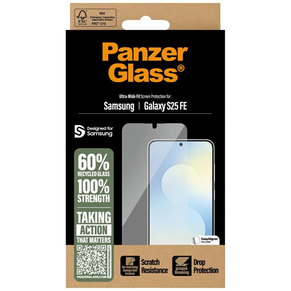 201915_4 PanzerGlass Ultra-Wide Fit Tempered Glass for Samsung Galaxy S25 FE - Transparenteng