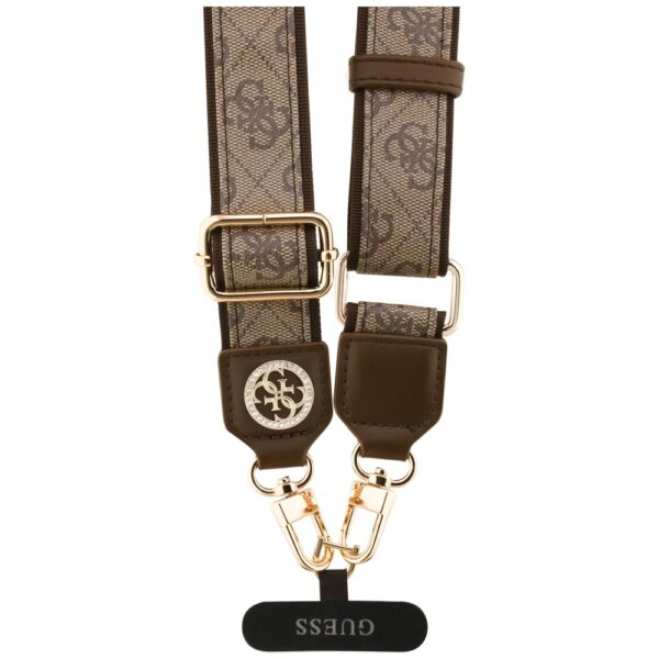 201917_3 Guess Universal CBDY 4G Tether Patch Strass Metal Logo Phone Lanyard - Browneng