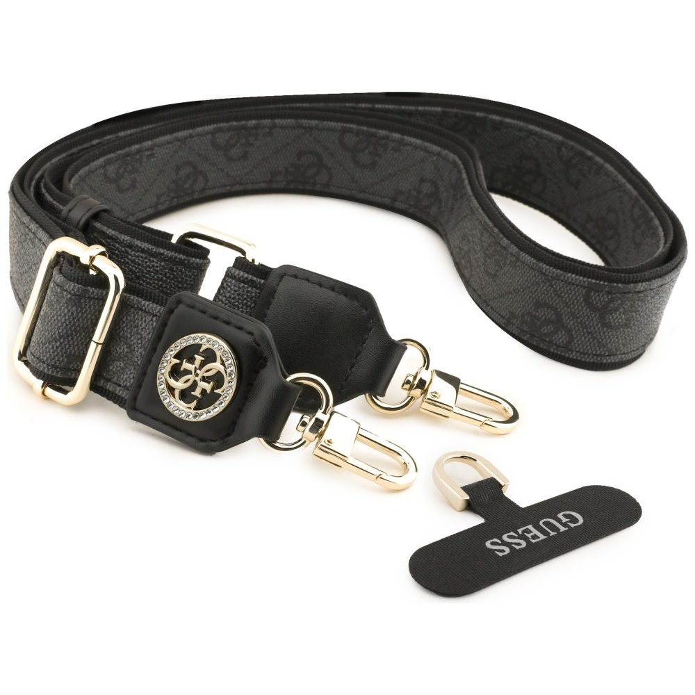 Guess Universal CBDY 4G Tether Patch Strass Metal Logo Phone Lanyard - Blackeng