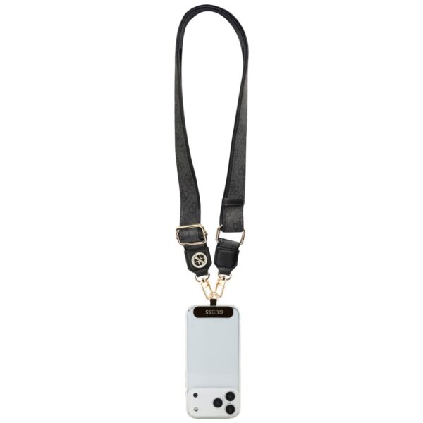 Guess Universal CBDY 4G Tether Patch Strass Metal Logo Phone Lanyard - Blackeng