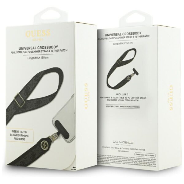 Guess Universal CBDY 4G Tether Patch Strass Metal Logo Phone Lanyard - Blackeng