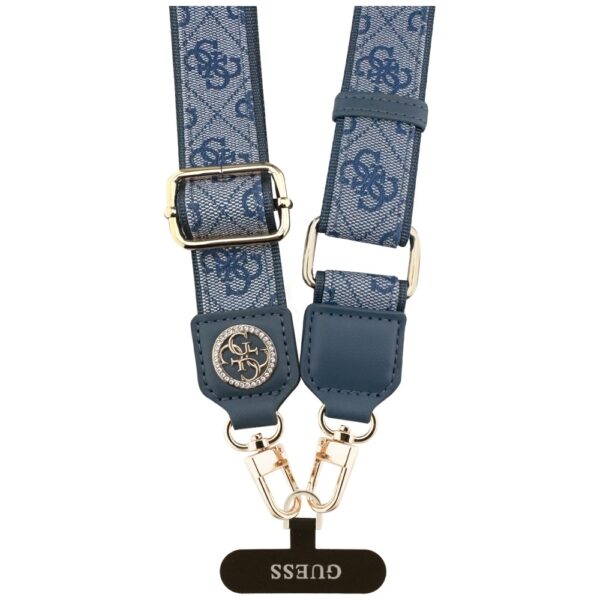 201919_3 Guess Universal CBDY 4G Tether Patch Strass Metal Logo Phone Lanyard - Blueeng