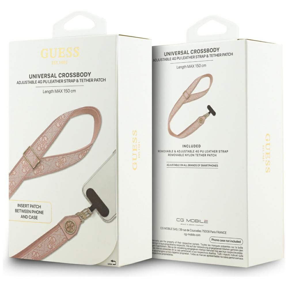 Guess Universal CBDY 4G Tether Patch Strass Metal Logo Phone Lanyard - Pinkeng