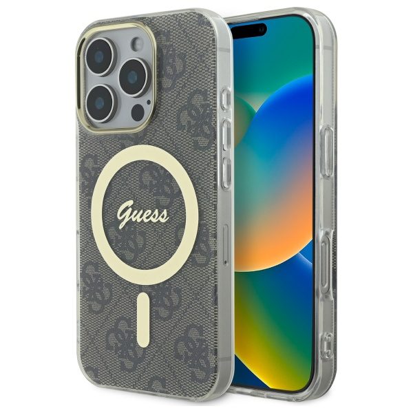 203556_1 Guess IML 4G MagSafe Case for iPhone 16 Pro Max - Browneng