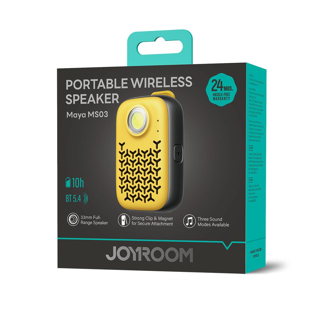 Joyroom Maya JR-MS03 portable Bluetooth speaker with built-in flashlight, resistant - yelloweng