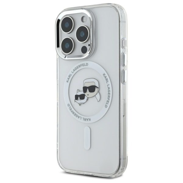 Karl Lagerfeld IML Metal Karl&Choupette Head MagSafe Case for iPhone 16 Pro - Whiteeng