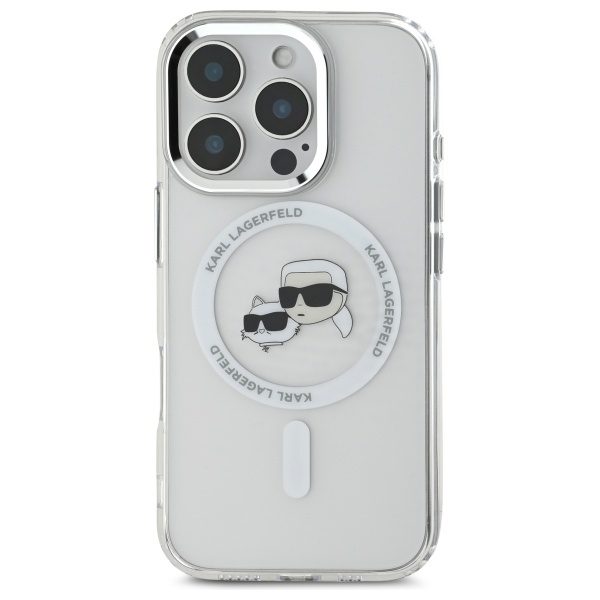 Karl Lagerfeld IML Metal Karl&Choupette Head MagSafe Case for iPhone 16 Pro - Whiteeng