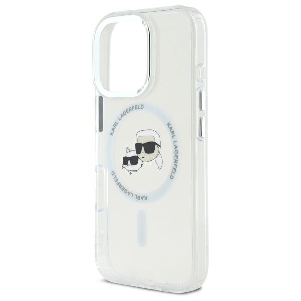 Karl Lagerfeld IML Metal Karl&Choupette Head MagSafe Case for iPhone 16 Pro - Whiteeng