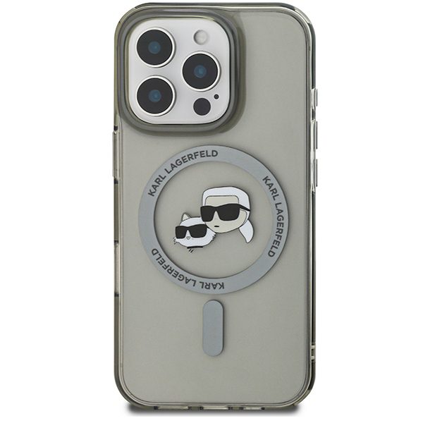 Karl Lagerfeld IML Metal Karl&Choupette Head MagSafe Case for iPhone 16 Pro - Blackeng