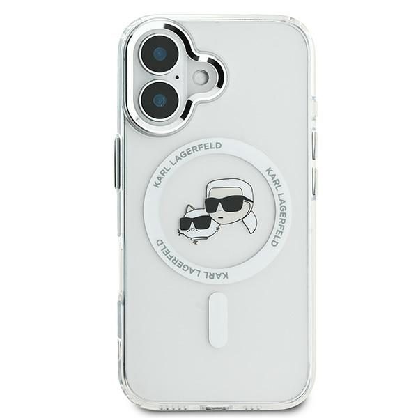 Karl Lagerfeld IML Metal Karl&Choupette Head MagSafe Case for iPhone 16 Plus - Whiteeng