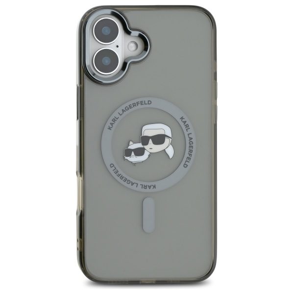 Karl Lagerfeld IML Metal Karl&Choupette Head MagSafe Case for iPhone 16 Plus - Blackeng