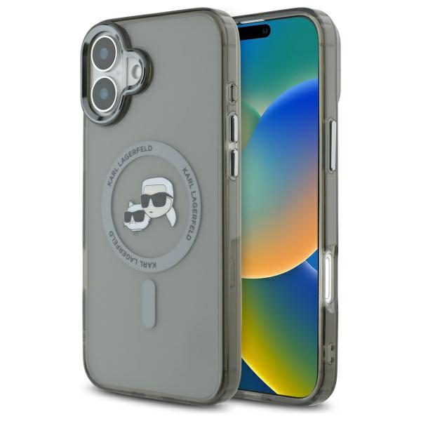 203688_1 Karl Lagerfeld IML Metal Karl&Choupette Head MagSafe Case for iPhone 16 - Blackeng