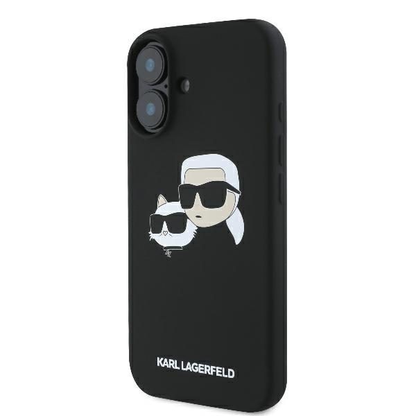 Karl Lagerfeld Silicone Nauble Heads Print MagSafe Case for iPhone 16 - Blackeng