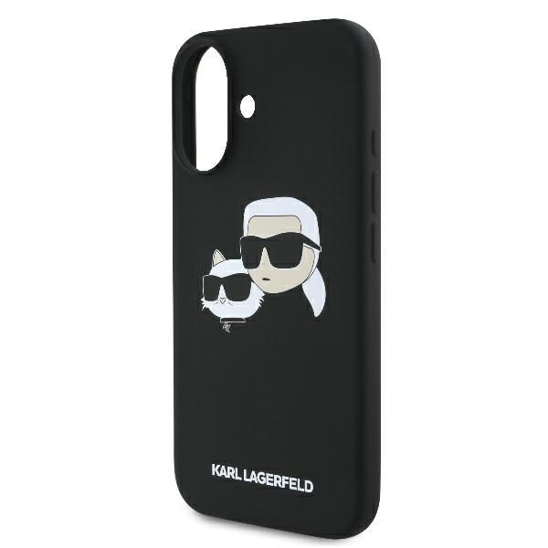 Karl Lagerfeld Silicone Nauble Heads Print MagSafe Case for iPhone 16 - Blackeng