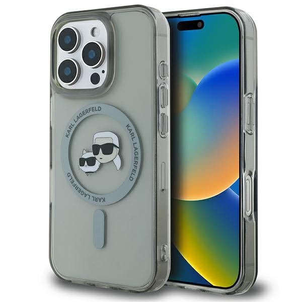 Karl Lagerfeld IML Metal Karl&Choupette Head MagSafe Case for iPhone 16 Pro Max - Blackeng