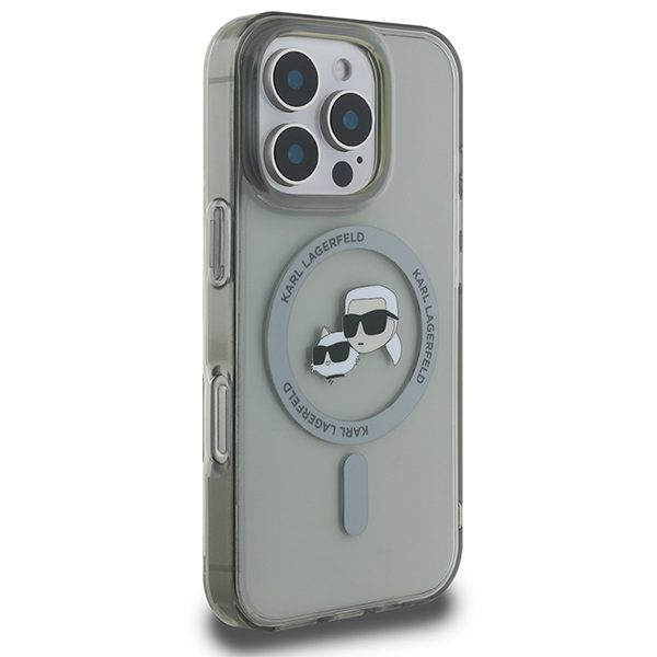 Karl Lagerfeld IML Metal Karl&Choupette Head MagSafe Case for iPhone 16 Pro Max - Blackeng