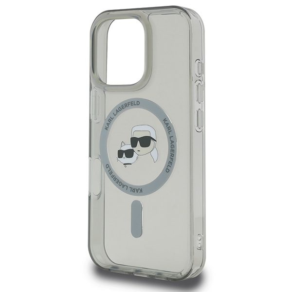 Karl Lagerfeld IML Metal Karl&Choupette Head MagSafe Case for iPhone 16 Pro Max - Blackeng