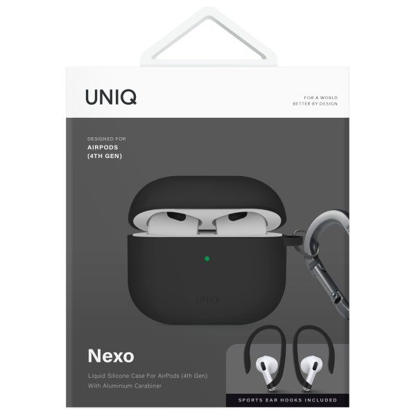 203726_8 Uniq Nexo AirPods 4 + Ear Hooks Silicone case - blackeng