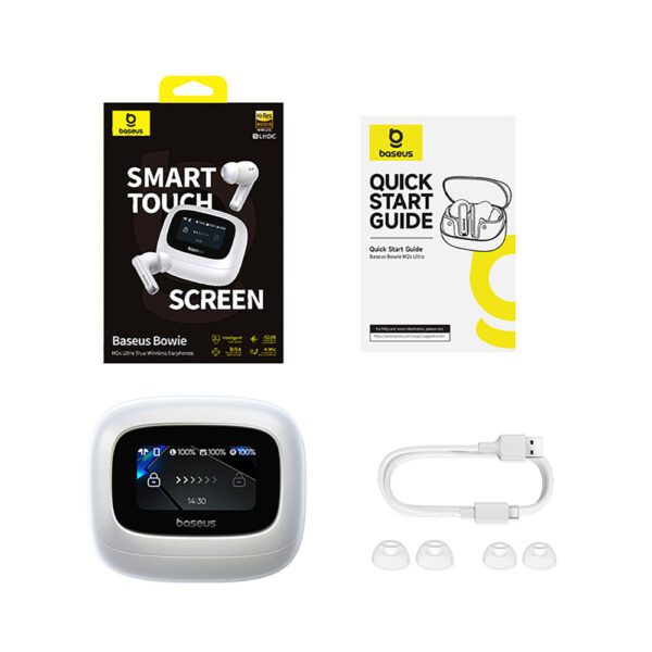 203749_6 Baseus Bowie M2s Ultra TWS Wireless In-Ear Headphones with Interactive Screen - Whiteeng