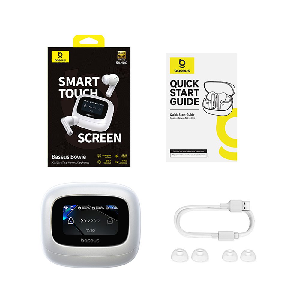 203749_6 Baseus Bowie M2s Ultra TWS Wireless In-Ear Headphones with Interactive Screen - Whiteeng