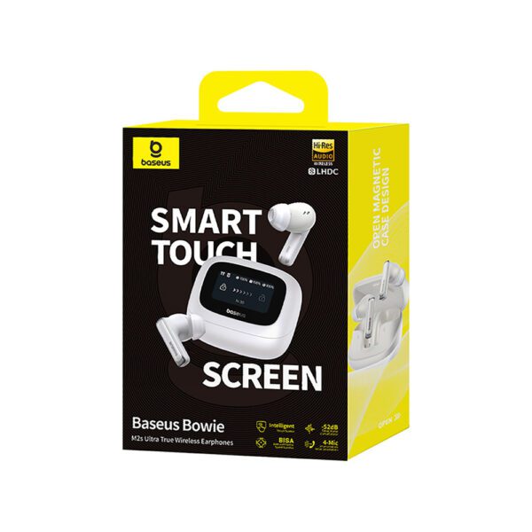 203749_7 Baseus Bowie M2s Ultra TWS Wireless In-Ear Headphones with Interactive Screen - Whiteeng