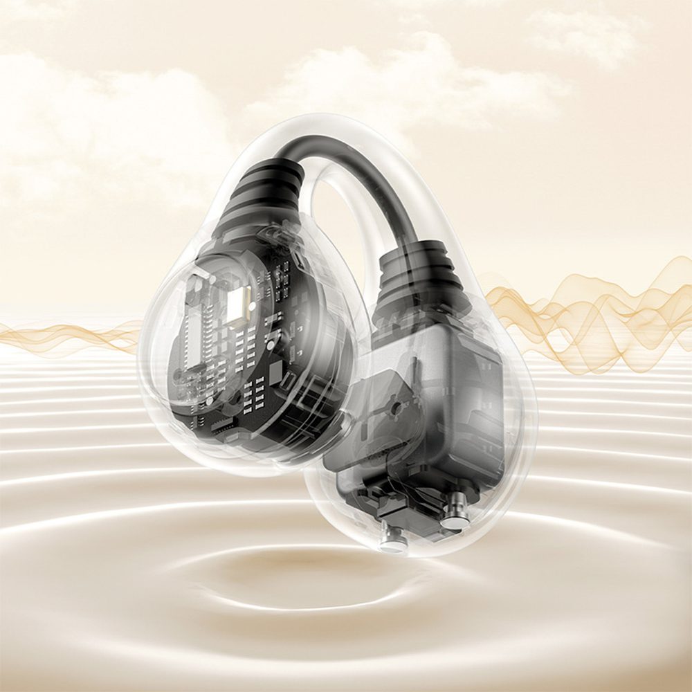 Baseus Bass 15 Clip OWS Wireless Headphones with Baseus Simple USB-C 3A 30cm Cable - Blackeng