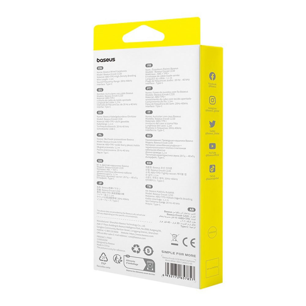 203753_7 Baseus Encok CZ20 In-Ear Wired USB-C Headphones - Whiteeng