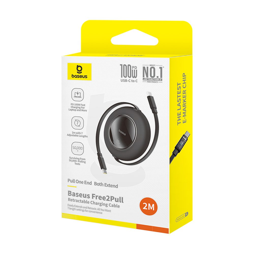 203754_10 Baseus Free2Pull Mini 100W Retractable USB-C Cable - USB-C 2m - Blackeng