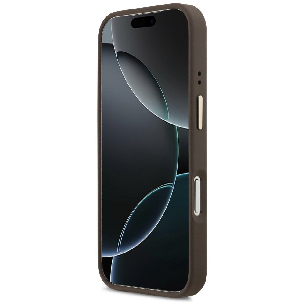 Guess 4G PU Triangle Logo & Stand Camera Magsafe Case for iPhone 17 Pro - Browneng