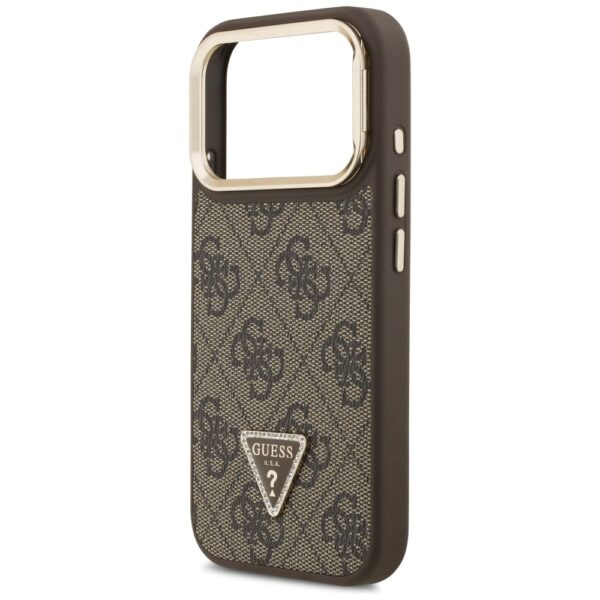 Guess 4G PU Triangle Logo & Stand Camera Magsafe Case for iPhone 17 Pro - Browneng