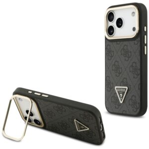 Guess 4G PU Triangle Logo & Stand Camera Magsafe Case for iPhone 17 Pro - Blackeng