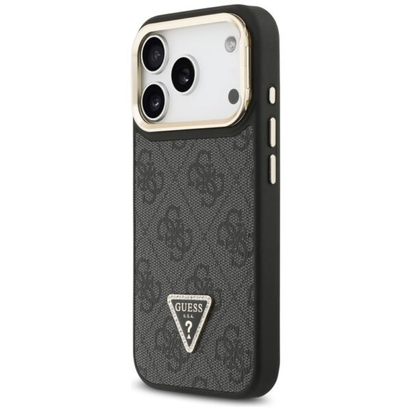 203913_2 Guess 4G PU Triangle Logo & Stand Camera Magsafe Case for iPhone 17 Pro - Blackeng