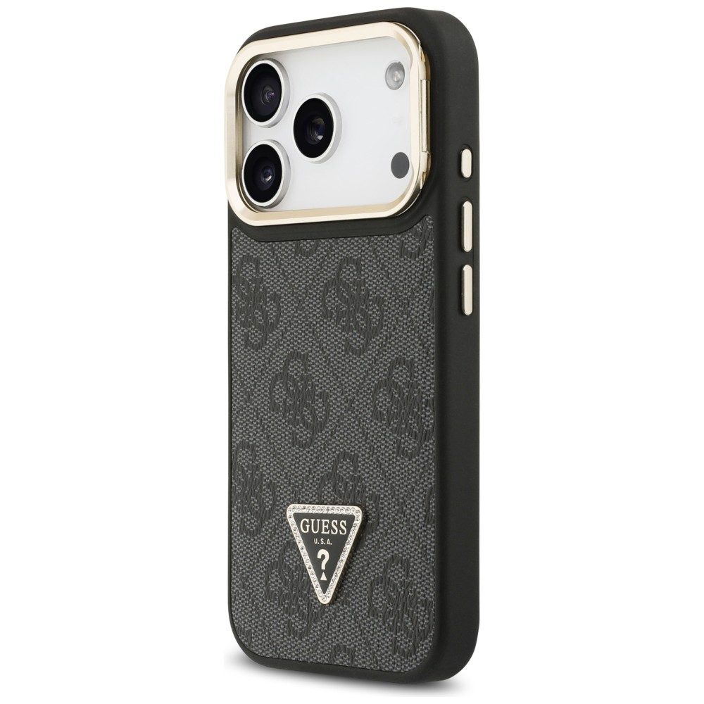 203913_2 Guess 4G PU Triangle Logo & Stand Camera Magsafe Case for iPhone 17 Pro - Blackeng