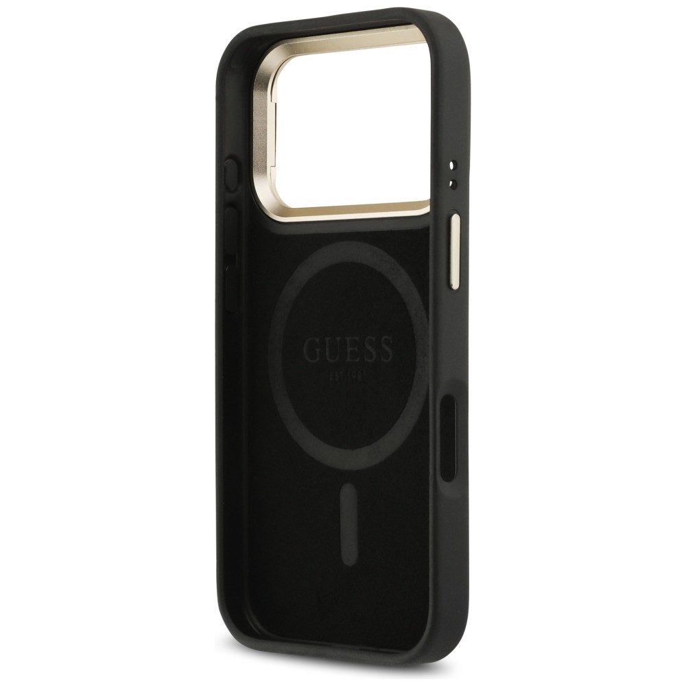 203913_7 Guess 4G PU Triangle Logo & Stand Camera Magsafe Case for iPhone 17 Pro - Blackeng