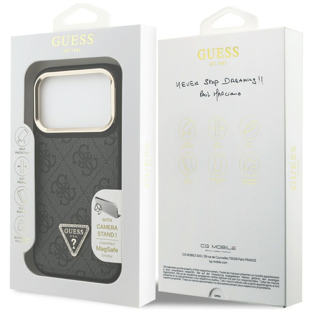 203913_8 Guess 4G PU Triangle Logo & Stand Camera Magsafe Case for iPhone 17 Pro - Blackeng