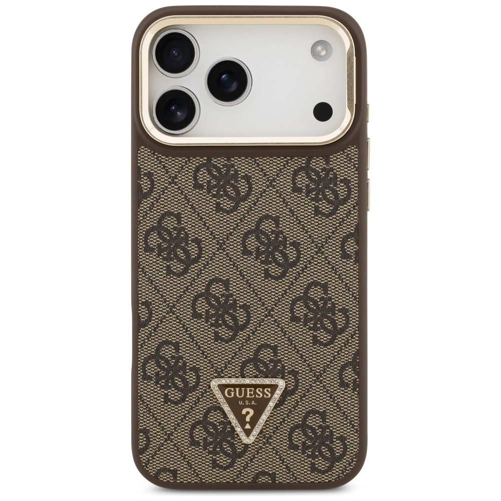 203914_3 Guess 4G PU Triangle Logo & Stand Camera Magsafe Case for iPhone 17 Pro Max - Browneng