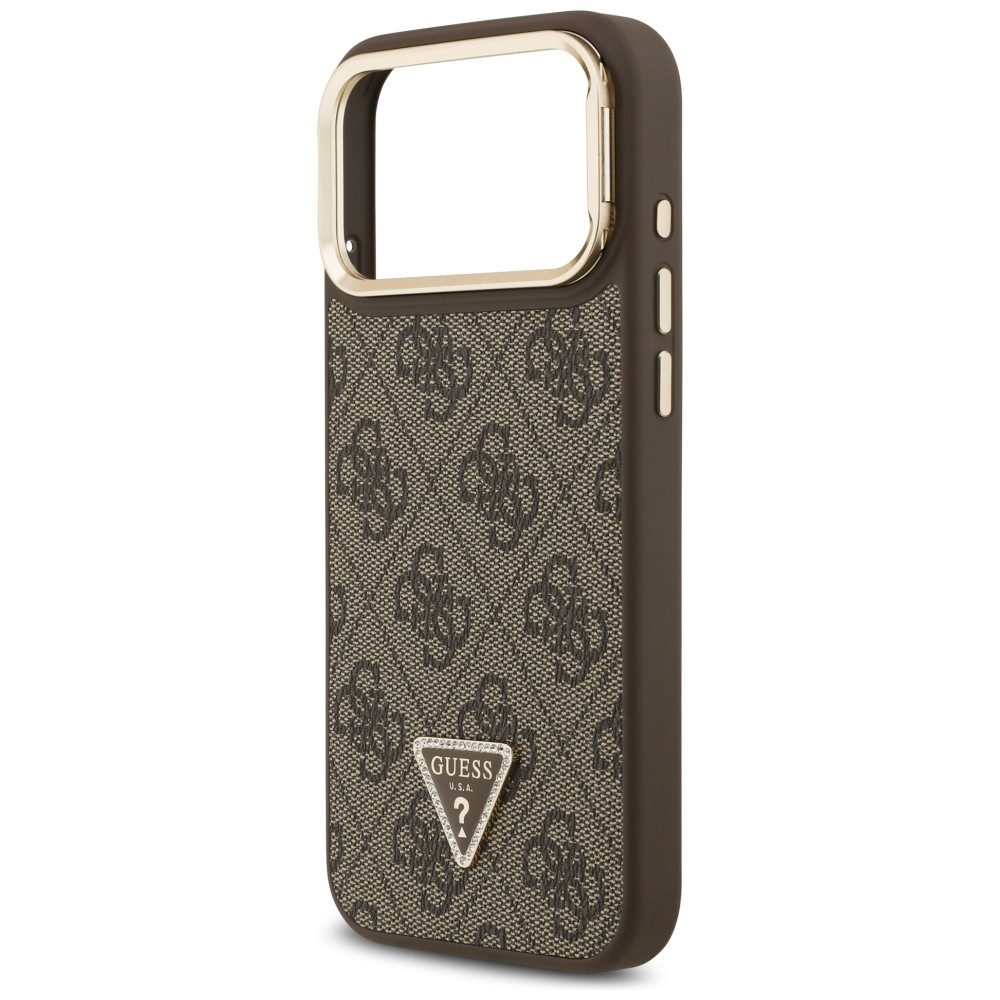 203914_6 Guess 4G PU Triangle Logo & Stand Camera Magsafe Case for iPhone 17 Pro Max - Browneng